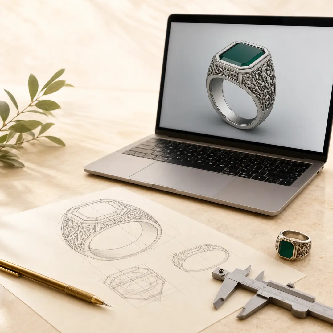ออกแบบ 3D CAD งานจิวเวลรี่ก่อนหล่อจริง