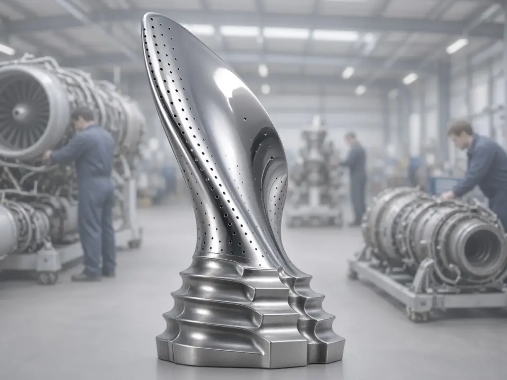 CoCr ในงานอากาศยาน (Aerospace) ชิ้นส่วนใบพัดกังหันก๊าซ (Gas turbine blade) สำหรับเครื่องยนต์เจ็ต